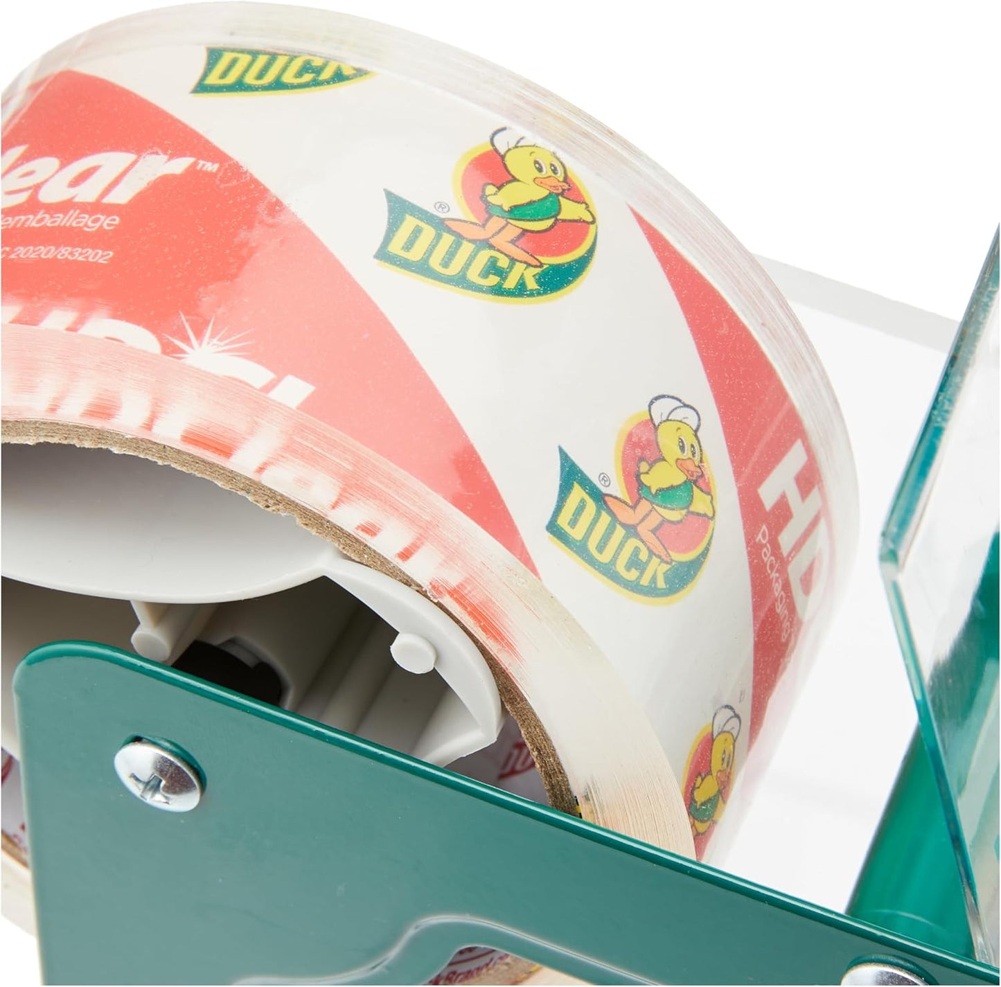 Duck HD Clear Packing Tape Dispenser Heavy Duty Packaging Tape Gun for Packing Boxes, Shipping and Moving - Includes 1 Refill Roll of HD Clear 1.88 In. x 50 Yards - Foam Handle (287398)