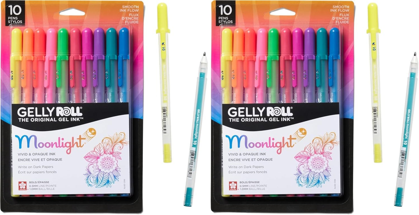 SAKURA Gelly Roll Moonlight Gel Pen Set, Bold Tip, Opaque Colors, 10 PK 38176
