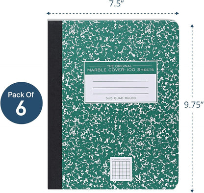ROARING SPRING Hard Cover Composition Notebook, Black Marble Comp Book, 9.75″ x 7.5″, College-Ruled with Margin, 100 Sheets (200 Pages), Made in USA