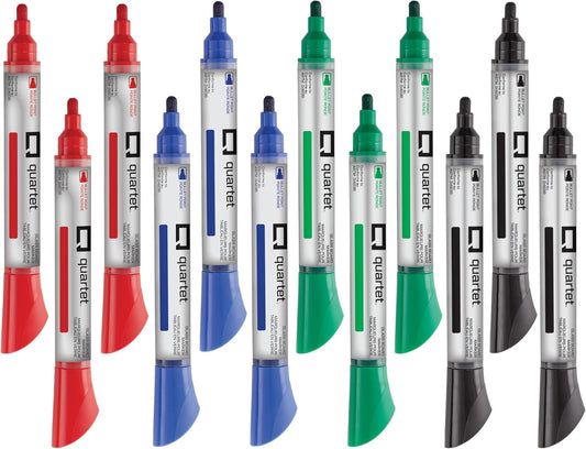 Quartet Glass Board Dry Erase Markers, Premium, Bullet Tip, Assorted Colors, 4 Pack (79552)