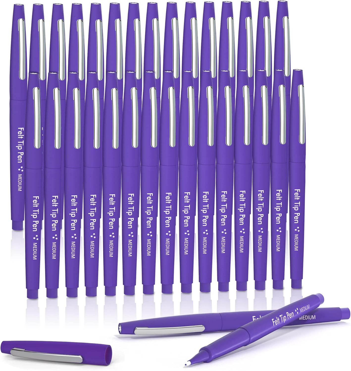 Lelix Felt Tip Pens, 30 Black Pack, 0.7mm Medium Point, Felt Tip Markers Pens for Journaling, Writing, Note Taking, Planner, Perfect for School Office and Art Supplies