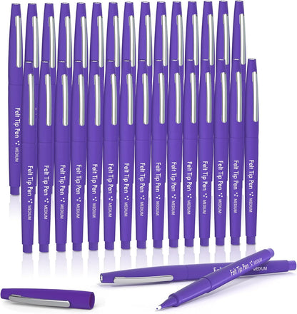 Lelix Felt Tip Pens, 30 Black Pack, 0.7mm Medium Point, Felt Tip Markers Pens for Journaling, Writing, Note Taking, Planner, Perfect for School Office and Art Supplies