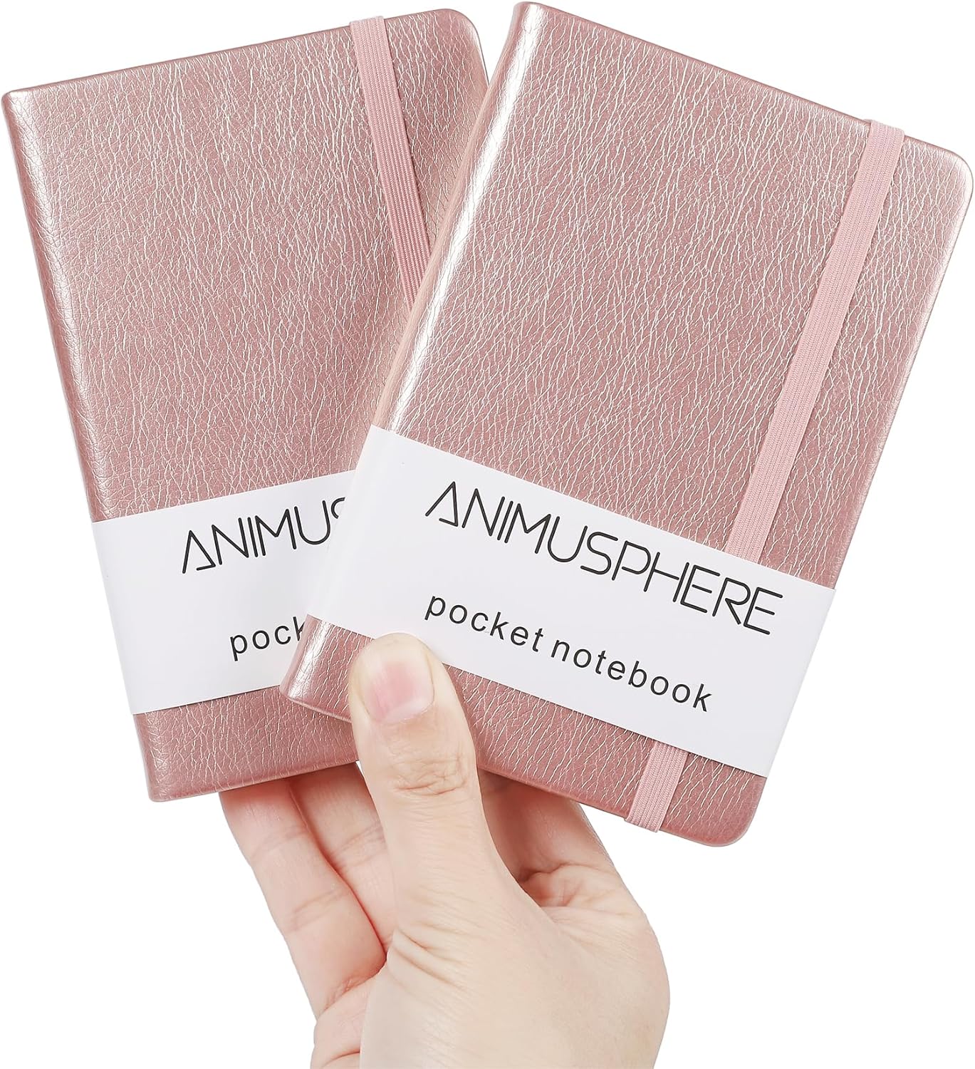2Pack Pocket Notebook Small Notebook Journal Notebook 4 inches x 5.7 inches 200 Pages Leather Cover With Pen Holder Page Marker Ribbons(Black)