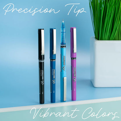 Pilot, Precise V7, Capped Liquid Ink Rollerball Pens, Fine Point 0.7 mm, Blue Ink Pens, Pack of 8 - Ideal for School, Journaling & Office Writing