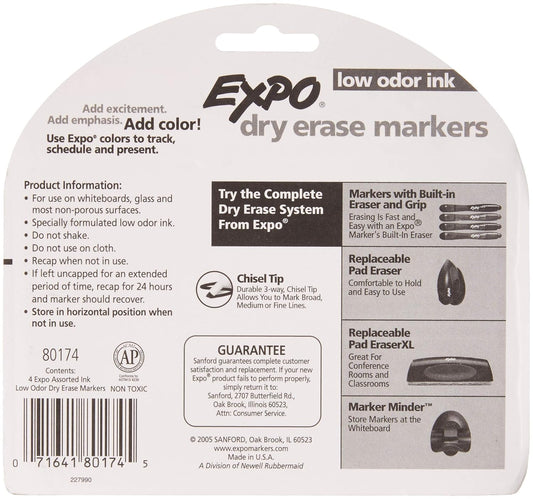 EXPO Original Dry Erase Markers, Chisel Tip, Assorted Colors, 3 Packs of 4, 12 Markers Total