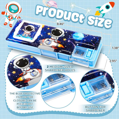 Henoyso Multifunctional Pencil Box for Girls Butterfly Pencil Case with Calculator and Sharpener Cool Cute Pencilcase School Supplies Essentials Christmas Birthday Gift Present for Kids Teens