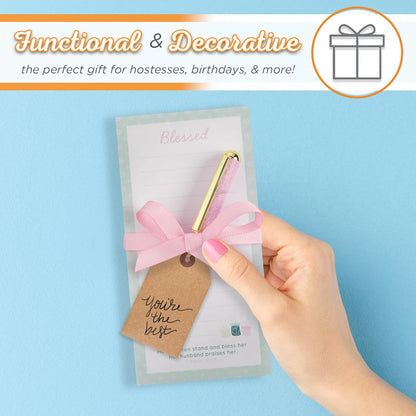 Christian Art Gifts Compact Magnetic Notepad & Medium Ballpoint Pen Set: Trust in the Lord Inspirational Scripture, Shopping Lists, Memos, Reminders, 70 Lined Easy Tear-off Sheets, Purple/Teal Floral