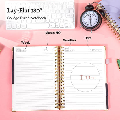Hardcover Spiral Notebook with Tabs 8"x10" Large Spiral Lined Journals for Women with Dividers 240 Pages College Ruled Composition Notebook 5 Subject Notebook for Work, Back to School, Gifts, Purple