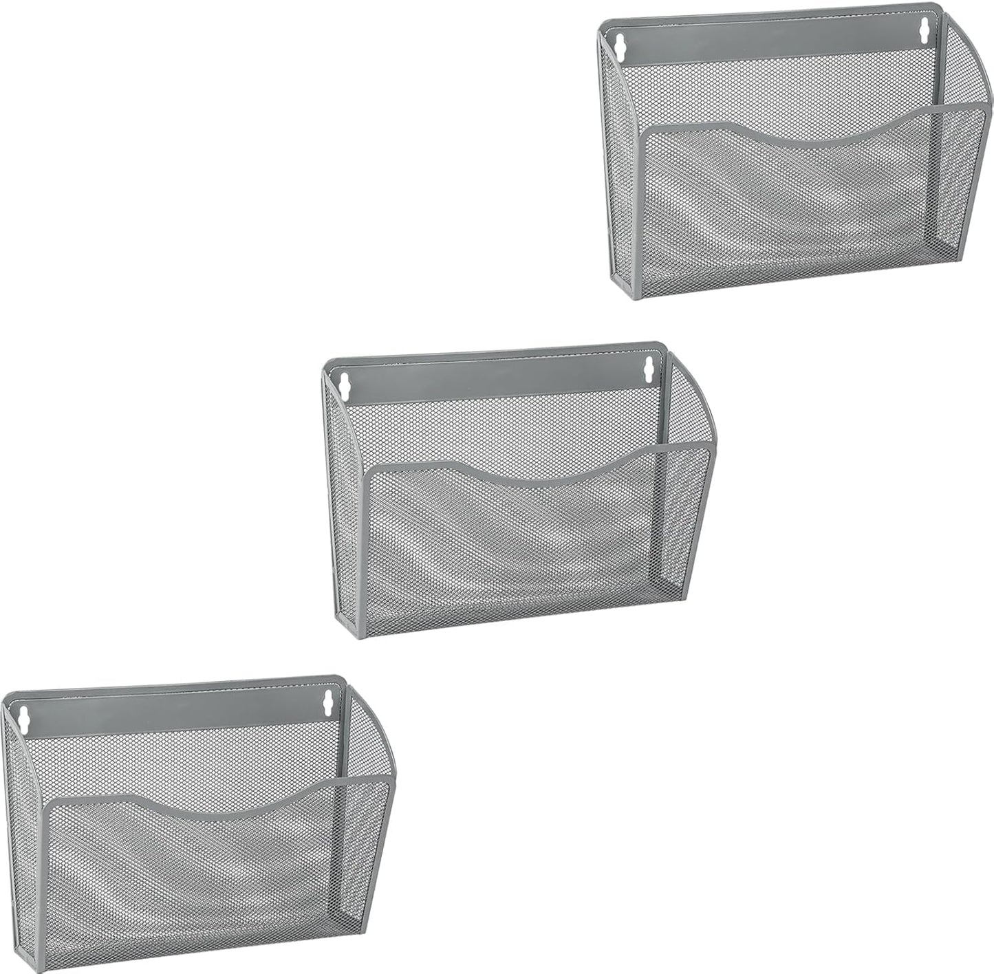 EASEPRES 3 Single Pocket Mesh Hanging File Organizer, Vertical Wall Mounted Magazine File Holder, Mount Basket Mail Paper Document Folder Organizing for Office, Home and School, Black