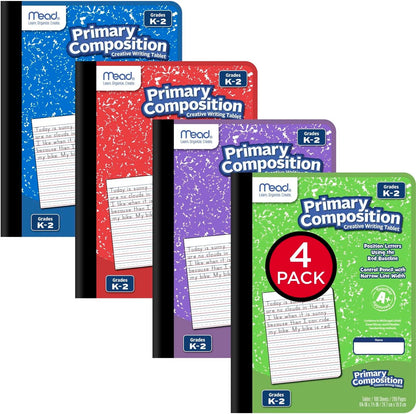 Mead Primary Composition Book, Primary Ruled Journal, Grades K-2, 7-1/2" x 9-3/4", 100 Sheets, Blue Marble (09902)