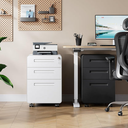 DEVAISE 3 Drawer Mobile File Cabinet Under Desk Office, Fully Assembled Except Casters, Letter/Legal Size, Black