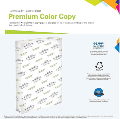 Hammermill Printer Paper, Premium Color 28 lb Copy Paper, 8.5 x 11-5 Ream (2,500 Sheets) - 100 Bright, Made in the USA, 102450C, White