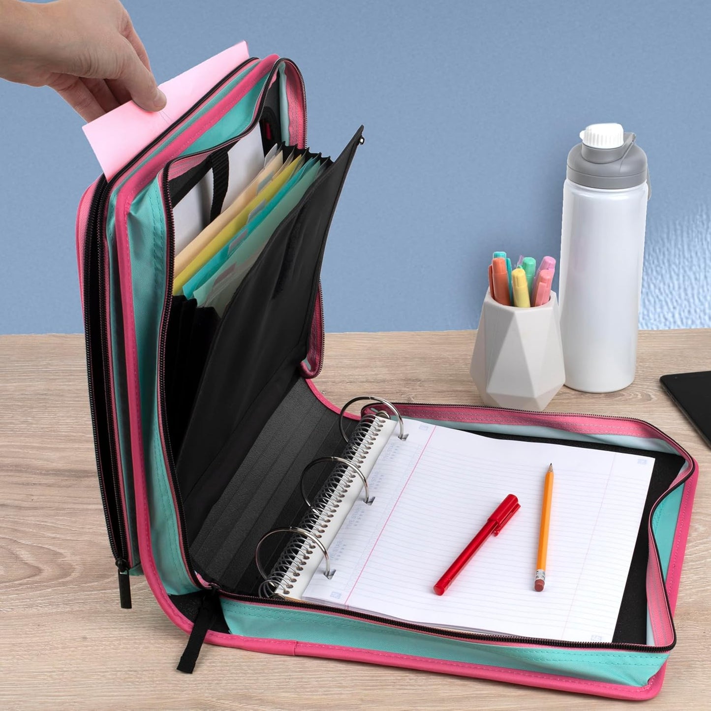 Five Star Zipper Binder, 2 Inch 3-Ring Binder with Round Rings, 5-Tab Expanding File, 380 Sheet Capacity, Black (72536)