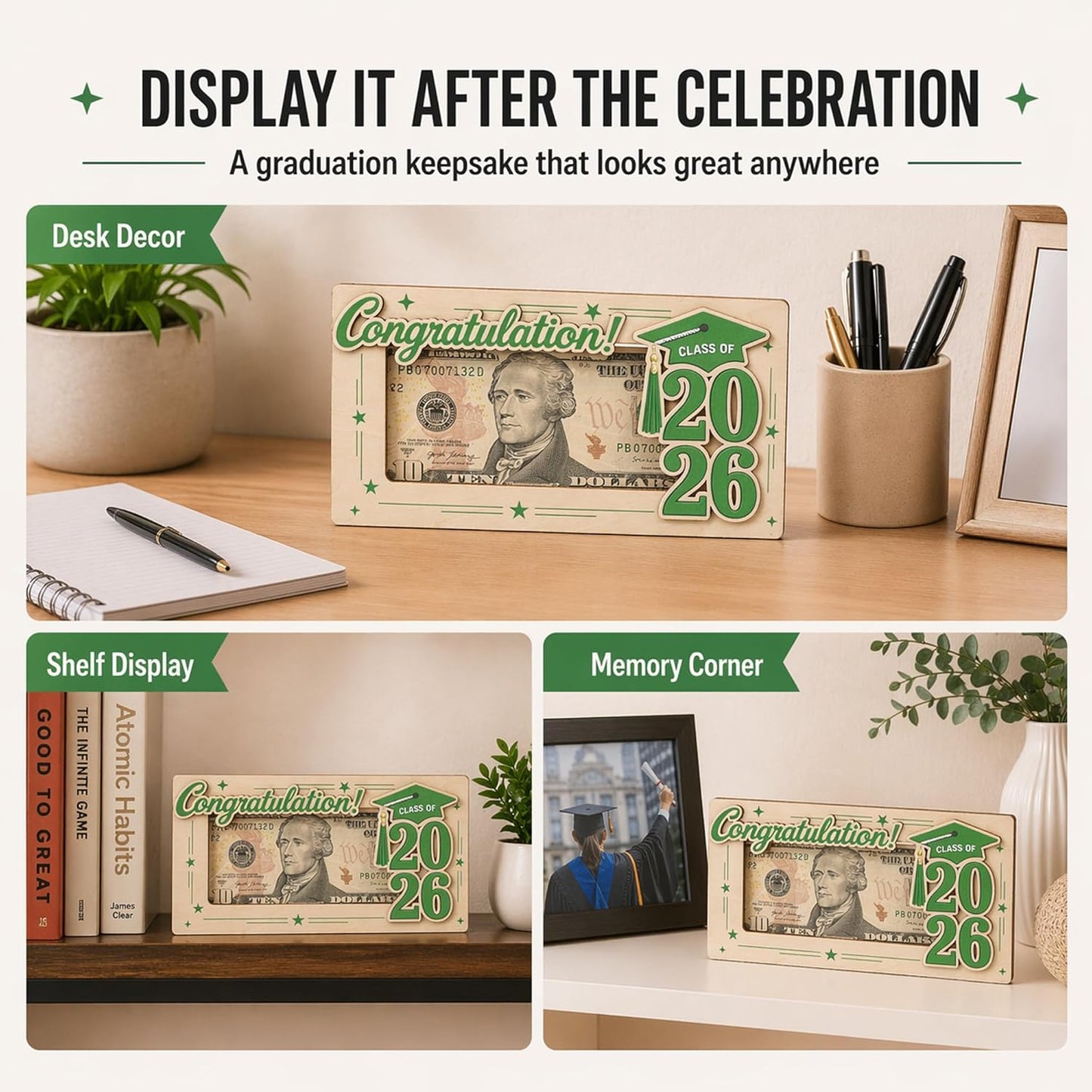 Wooden Cute Pencil Gift Card Holder 3.36x6 inches, Graduation Cash Holder for Class of 2026, Teacher Appreciation Gifts, Creative Money Gift Idea for Students, Teacher Gift, Teacher Appreciation Gifts