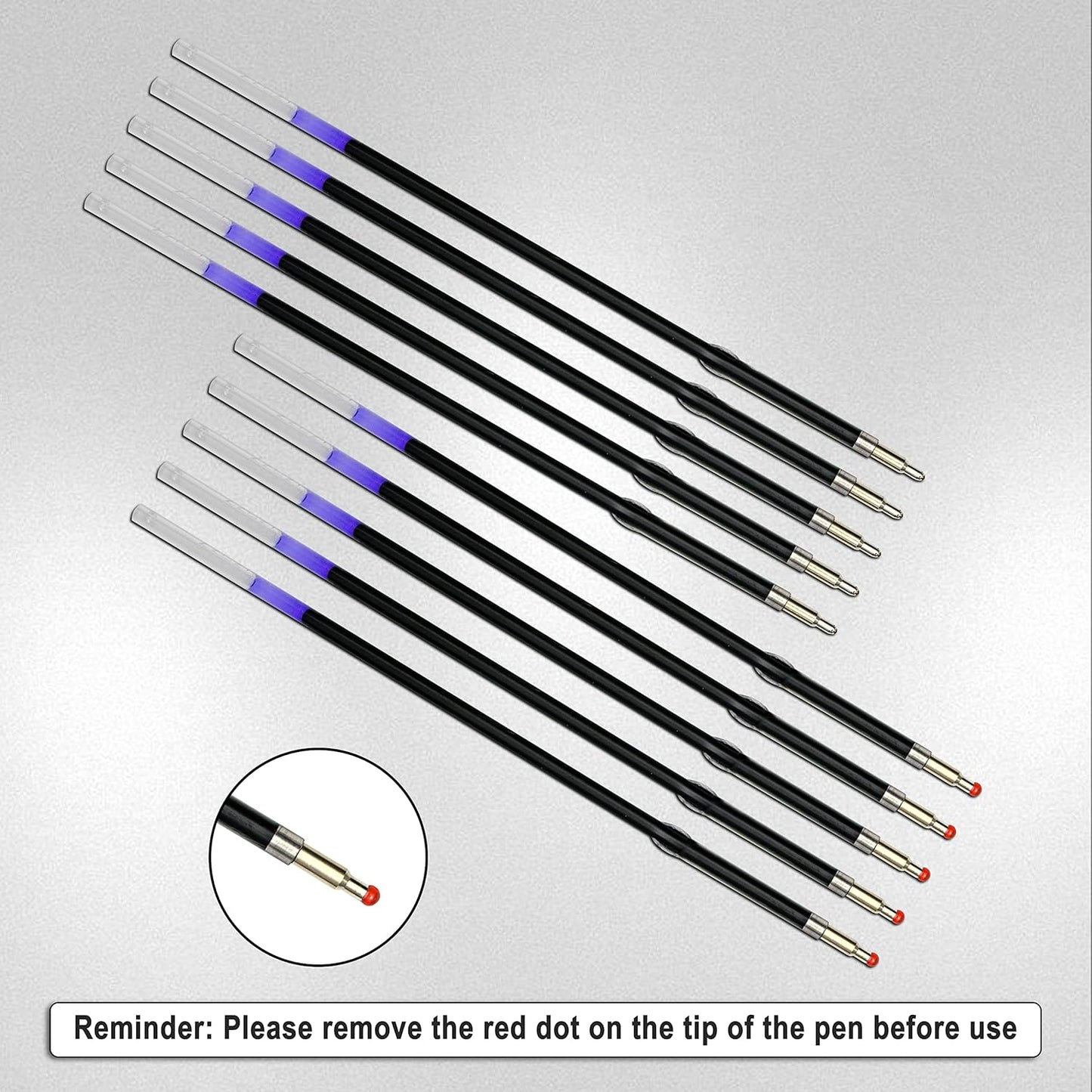 Linbsunne 50 Pieces Ballpoint Refills Medium Point 1mm Black Ink Replaceable Ball Point Pen Refills for Men Women (50pcs-Black Ink, Length can be Cut)