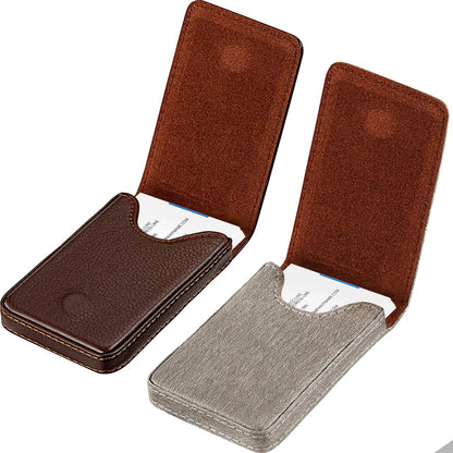 Outus 2 Pieces Business Card Holder, PU Leather Business Card Case Pocket Wallet with Magnetic Shut for Valentines Gift Men Women(Black and Coffee,Classic)