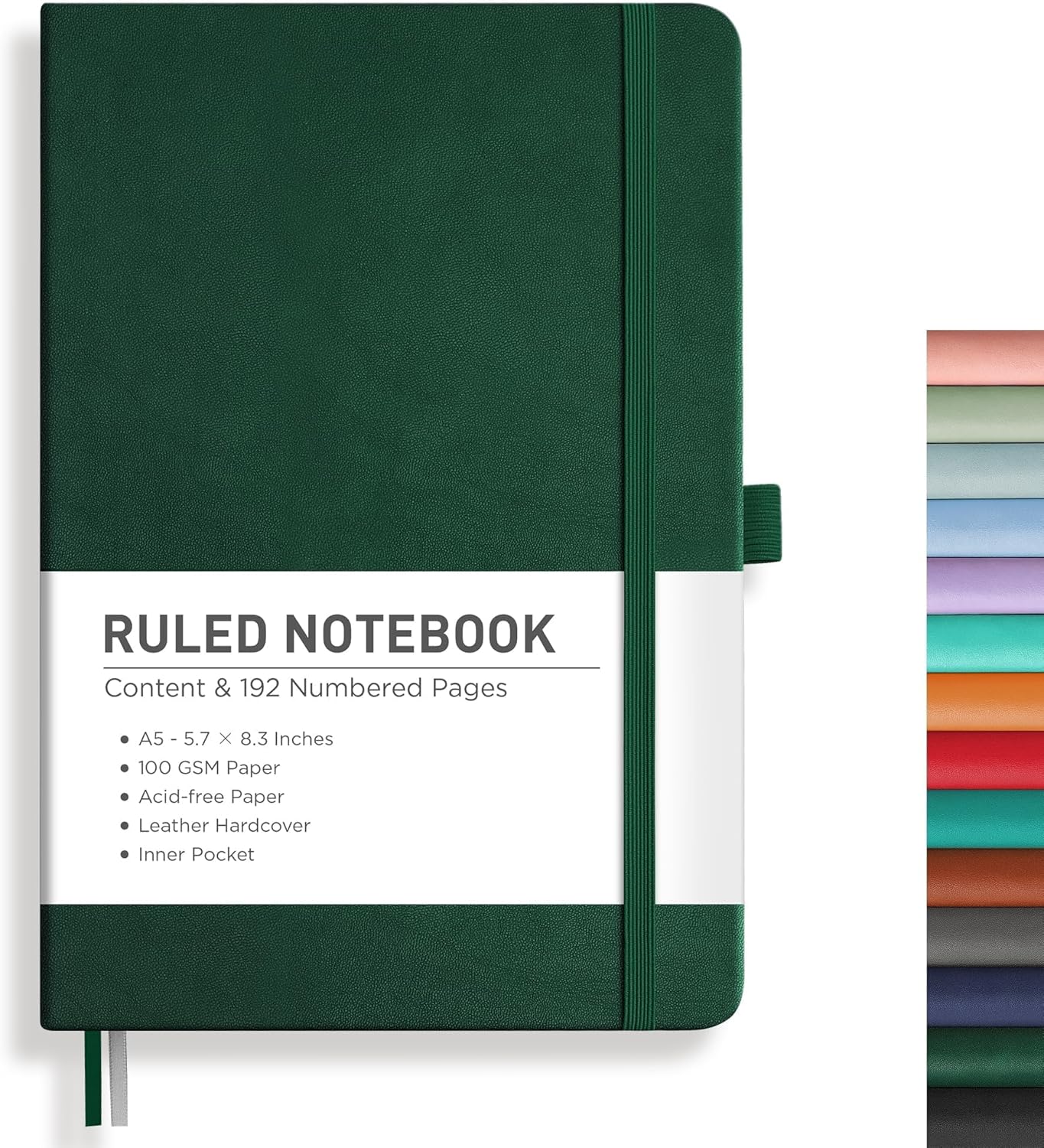 RETTACY Graph Grid Paper Notebook, 192 Pages, A5 Medium Size (5.7'' x 8.3''), 5 Squares per Inch, Leather Hardcover, 100 GSM Thick Paper, for School, Students, Math, Engineering (Brown)