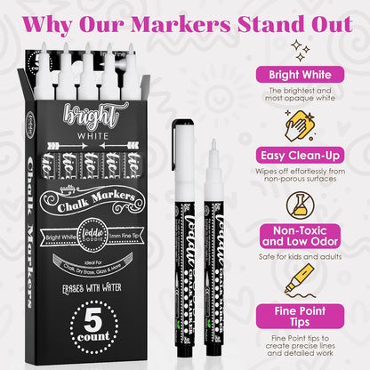 Loddie Doddie Liquid Chalk Markers - 8-Pack, 6mm Dual Tips - Chalk Markers for Blackboard & Chalkboard Paint - Washable Window Pens for Glass - Erasable Pens