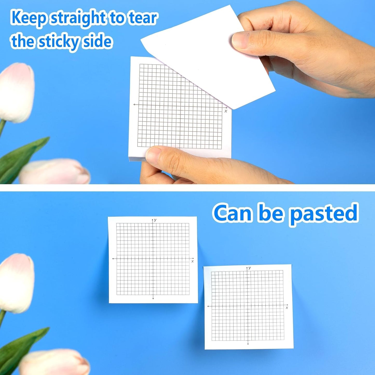 8PCS Graph Paper Sticky Notes 800 Sheets Self Adhesive Mini X Y Axis Coordinate Plane Post It 20 X 20 Four Quadrant Grid Pad for School Office Supplies 3 X 3 Inch