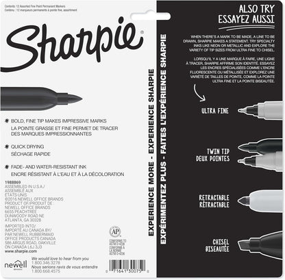 Sharpie Permanent Markers, Fine Tip, 12 Count - Quick Drying, Fade Resistant, Arts & Crafts, Desk, Office Supplies