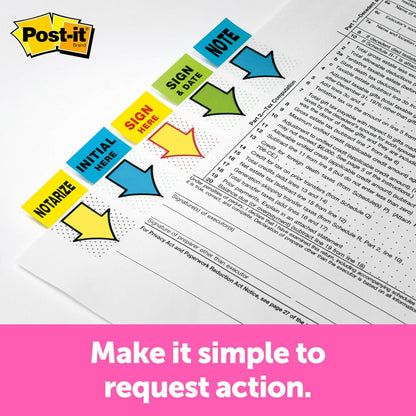 Post-it Message Flags, Sign Here 1 in. x 1.7 in., One Dispenser with 200 -Count Red Sticky Tabs Per Dispenser, Removable Page Markers to Mark Tax, Real Estate, and Legal Documents (200 Flags Total)