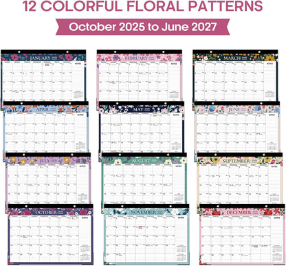 Desk Calendar 2026-2027, 21-Month Calendar Runs Until June 2027, Large 17" x 12" Monthly Desktop & Wall Calendar for Home & Office - Floral