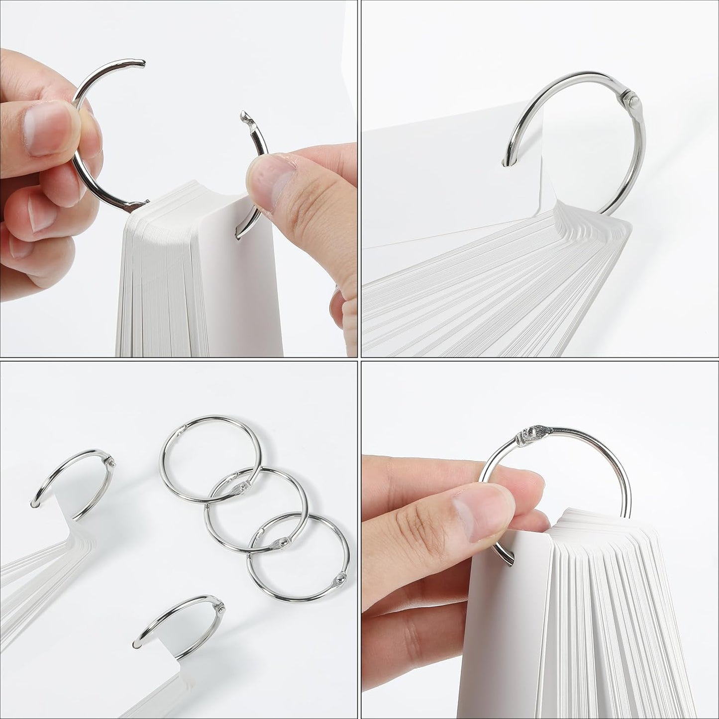Mr. Pen- Loose Leaf Binder Book Rings, 5 Assorted Sizes (0.6", 1", 1.2", 1.5",2"), 36 Pack, Metal Binder Rings for Index Cards, Keychains, School, Home, Office, Silver