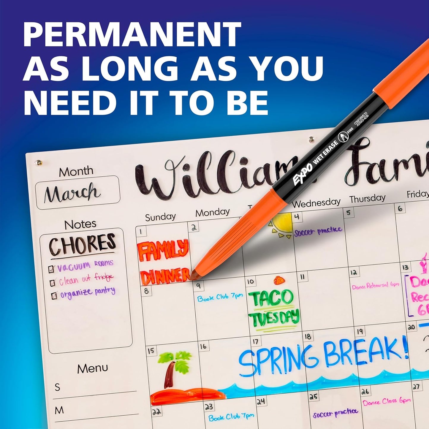 EXPO Wet Erase Markers, Semi-Permanent, Black, Ultra Fine Tip, 12 Count - For Writing on Glass, Whiteboards, Mirrors, Calendar, Labeling, Organizing