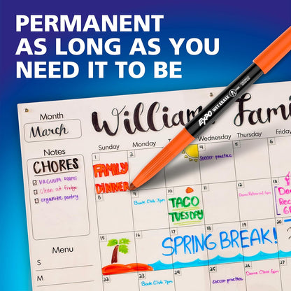 EXPO Wet Erase Markers, Semi-Permanent, Black, Ultra Fine Tip, 12 Count - For Writing on Glass, Whiteboards, Mirrors, Calendar, Labeling, Organizing