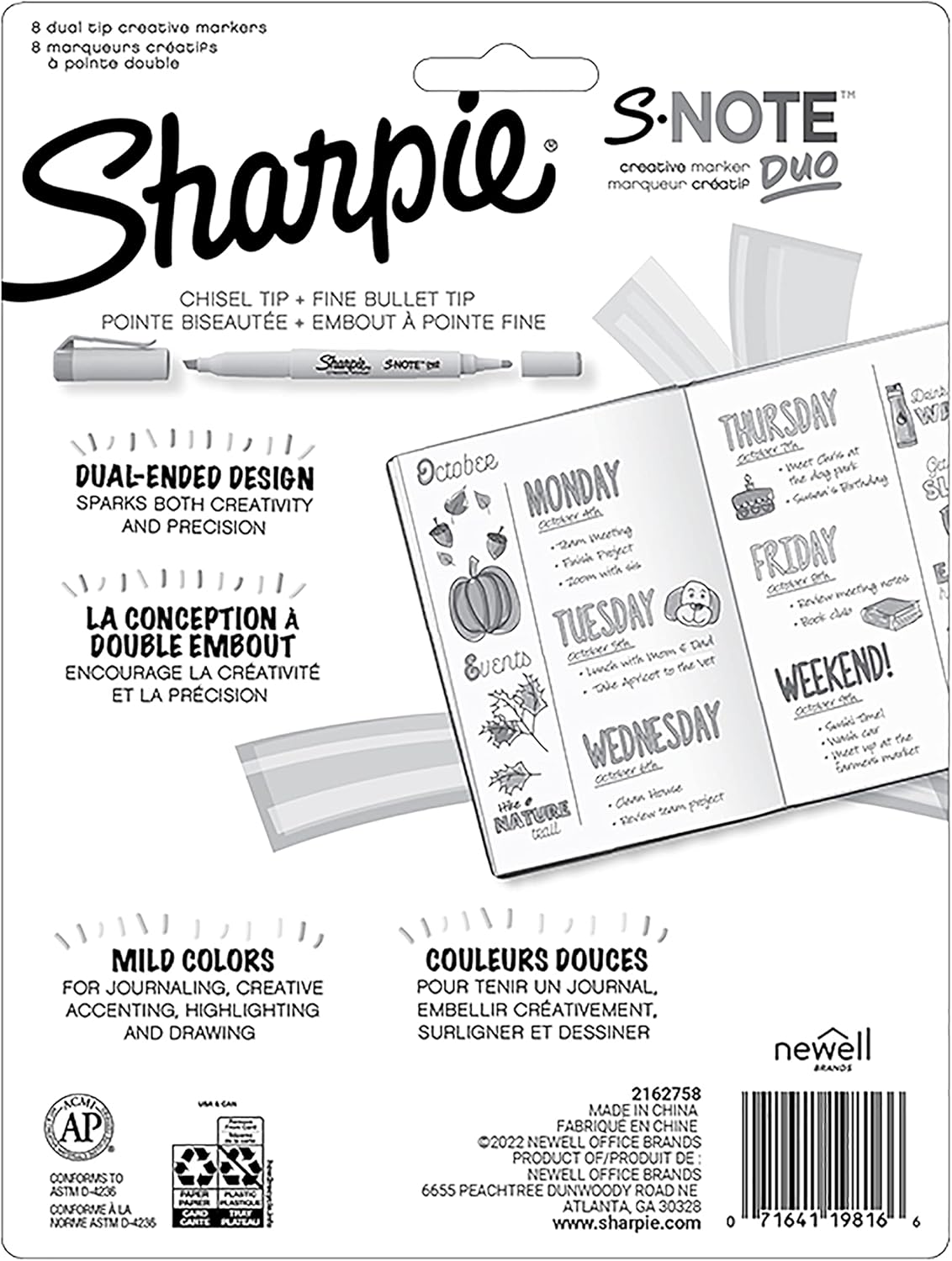 Sharpie S-Note Duo Dual-Ended Creative Highlighters 8/Pkg-Assorted Colors -2154173