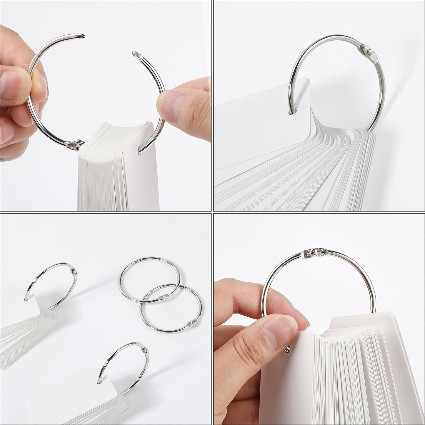 Mr. Pen- Loose Leaf Binder Book Rings, 5 Assorted Sizes (0.6", 1", 1.2", 1.5",2"), 36 Pack, Metal Binder Rings for Index Cards, Keychains, School, Home, Office, Silver