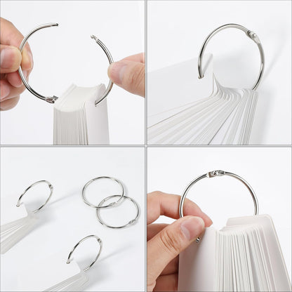 Mr. Pen- Loose Leaf Binder Book Rings, 5 Assorted Sizes (0.6", 1", 1.2", 1.5",2"), 36 Pack, Metal Binder Rings for Index Cards, Keychains, School, Home, Office, Silver