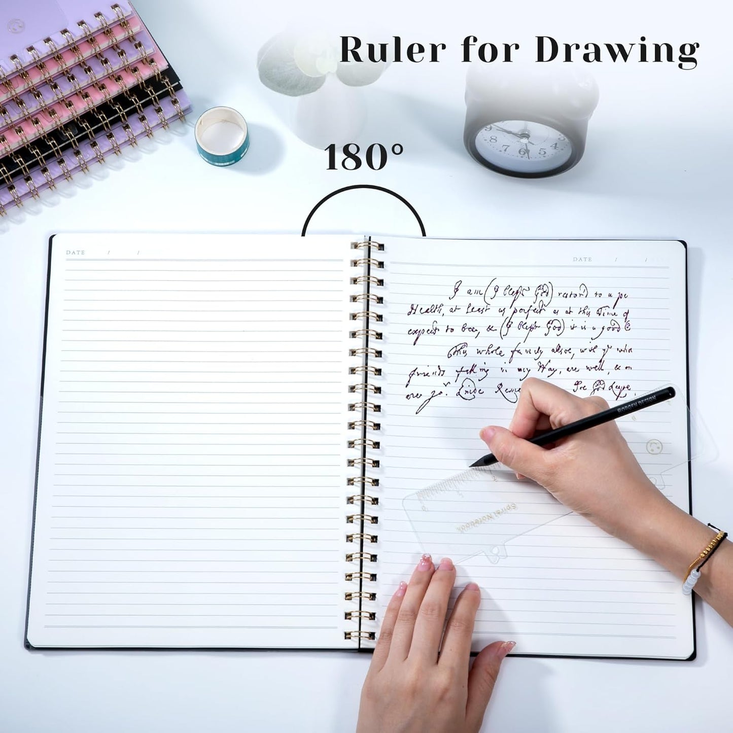 Yoment Graph Paper Spiral Notebook A5 Graphing Notebook 160 Pages Graph Paper Notebook Spiral Bound Waterproof Plastic Hardcover Spiral Journal 5x7 Grid Notebooks for Note Taking,Black