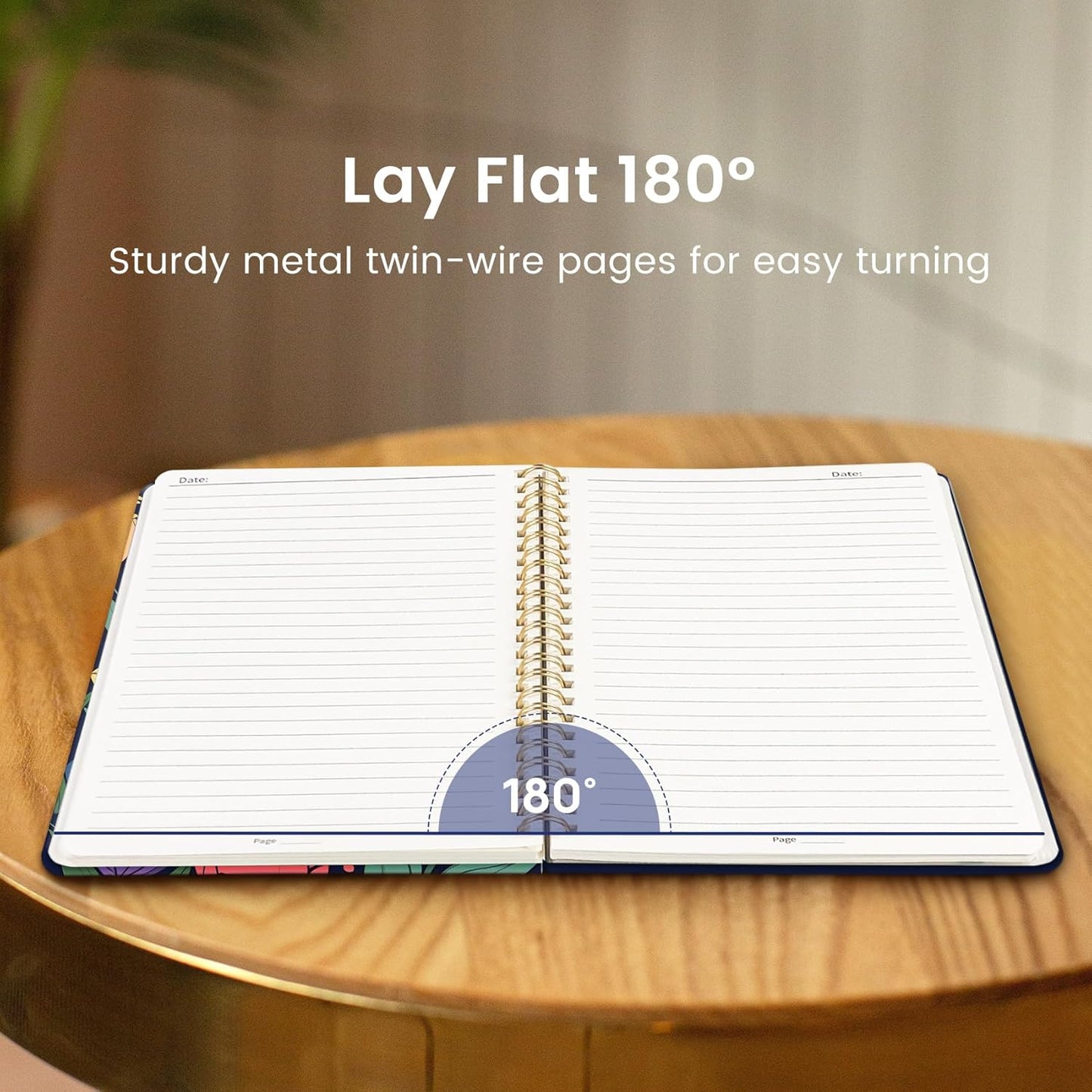 Taja Spiral Journal Notebook for Women, Pretty Hardcover Lined Notebook for Work & Note Taking, Aesthetic Cute Journal for Writing, 140 Pages, 5.8"x8.3", Floral