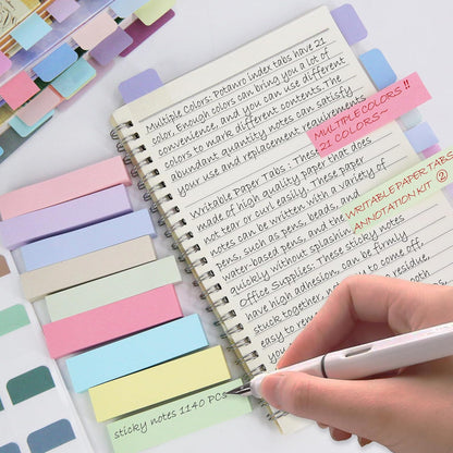 Potanro Sticky Tabs 1200 Pcs Sticky Book Tabs Colorful Annotation Tabs, Writable Transparent Sticky Notes Page Sticky Notes for School Supplies and Office Supplies (6 Sheets)