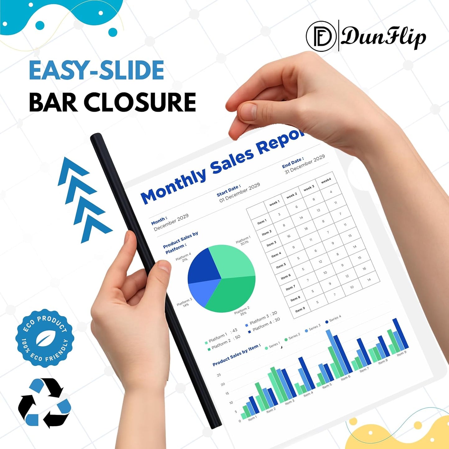 Clear Report Covers with Sliding Bar 40 Pack - 70 Sheet Capacity Presentation Folders with 48 Label Stickers for US Letter Size 8.5x11" and A4