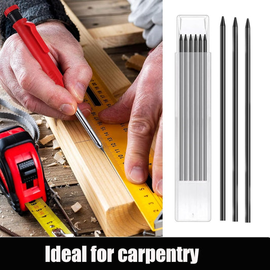 TuTuYa 36 Pencil Refill with 1 Solid Carpenter-Pencil, 2.8mm Waterproof Lead Refills Replacement, with Sharpener, Long Reach/Deep Hole/Long Nose for Architect &Carpenter Woodwork Construction Building