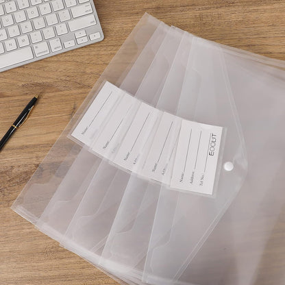 EOOUT 50pcs Plastic Envelopes with Button Snap Closure, Clear Poly Folders for Documents, Waterproof Plastic File Folder, Letter Size, A4 Size, for School and Office Supplies