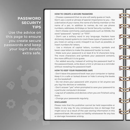 Clever Fox Password Book Spiral – Internet Address & Password Organizer with Laminated Alphabetical Tabs – Password Keeper Journal – Hardcover, Medium Size, 6.1x7.7” (Mystic Blue)