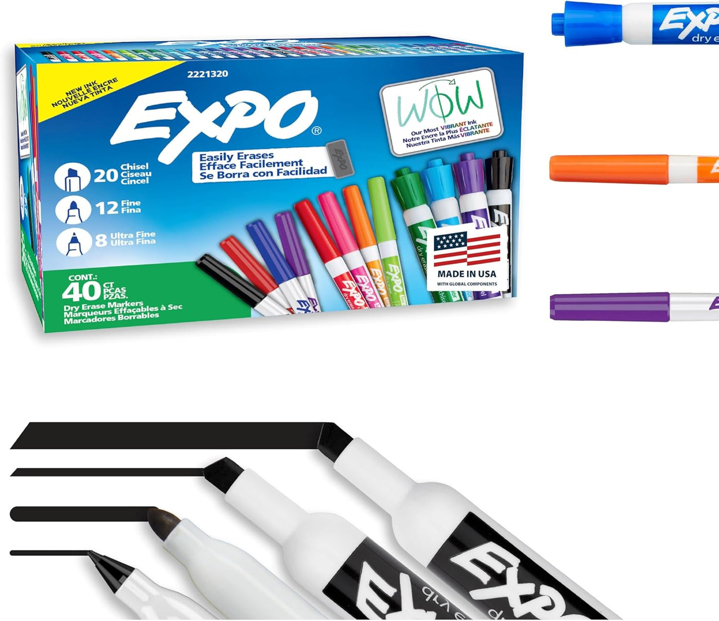EXPO Dry Erase Markers Ultimate Pack, Chisel, Fine, Ultra Fine, Mixed Tips, 40 Count - Whiteboard, Essential Supplies for Office, School, Classroom, Teachers
