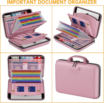 DocSafe Fireproof File Organizer with Lock, Hard-Shell Case Fireproof Document Box with 13 Pocket Accordion File Folder, Portable Home Office Travel Safe Storage for Important Documents Laptop Black