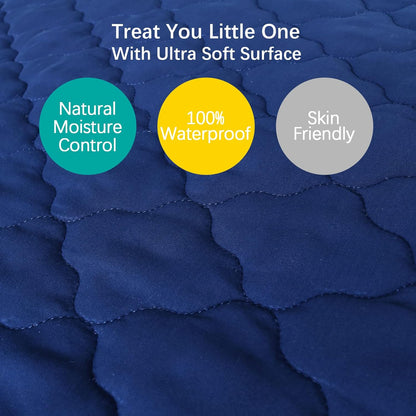 Crib Mattress Protector Sheets Fitted Waterproof Crib Mattress Pad Cover, Noiseless & Machine Wash 100% Absorbent Crib/Toddler Mattress Protector Sheet Quilted, White, 52" x 28"