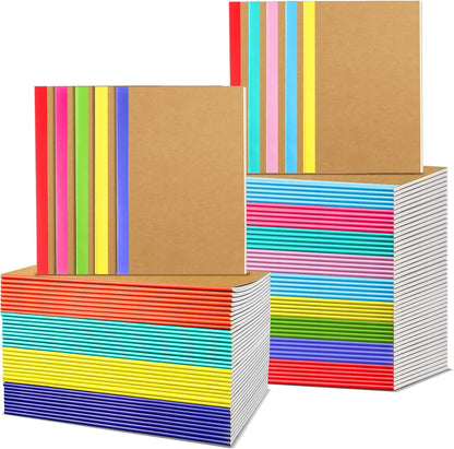Handepo 100 Pack A5 Composition Notebooks 72 Pages/36 Sheets Ruled Lined Composition Kraft Notebooks Bulk Soft Cover Journals Travel Memo for Students Classroom Office Supplies(a5, Colourful)