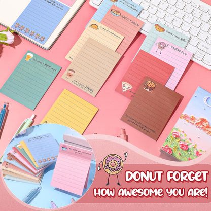 AmazingSpark 12 Pcs Cute Inspirational Sticky Notes, 4*3 Motivational Notepads Positive Emotional Support Gift Funny Lined Memo Note Pads for Office Desk Supplies Coworker Employee(Fruits,Vegetables)
