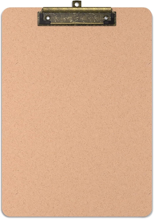 2 Pack Wood Retro Clipboards, 9 x 12.5'' Letter Size for Classroom, Students, Kid, 8.5 x 11'' Decoration Clip Board with Low Profile Copper Clip, Office & School Supplies