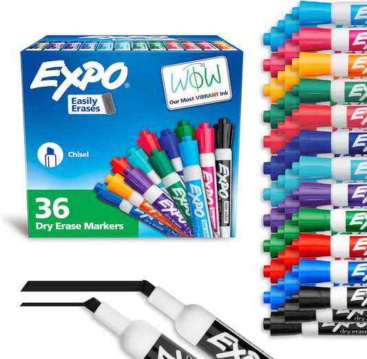 EXPO Dry Erase Markers, Low Odor Ink, Assorted Fashion Colors, Chisel Tip, 40 Count - Whiteboard, Essential Supplies for Office, School, Classroom, Teachers
