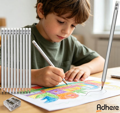 Adhere 25pcs Woodcase Pencils with Eraser Premium Pre-Sharpened Hexagon Graphite 2B pencils ideal for home, office writing including a Free Sharpener(Pink・25pcs)