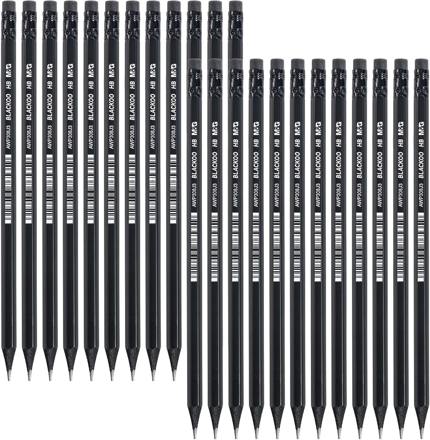M&G Wood-Cased 2B Pencils, 24 Pack Pre-Sharpened Pencils with Top Erasers, Bulk Black Pencils for School Teacher Supplies, Writing, Drawing and Sketching