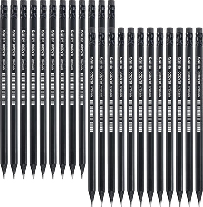 M&G Wood-Cased 2B Pencils, 24 Pack Pre-Sharpened Pencils with Top Erasers, Bulk Black Pencils for School Teacher Supplies, Writing, Drawing and Sketching