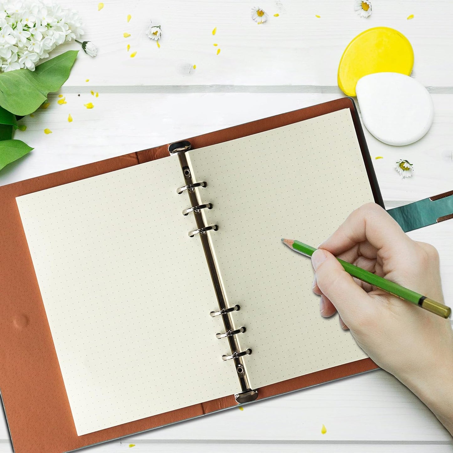A5 Grid Filler Paper, 6-Hole Punched, 100GSM Graph Rule Paper/Quad Rule Filler Paper/Planner Inserts for Planners, Painting, and Bullet Journals,80 Sheets/160 Pages
